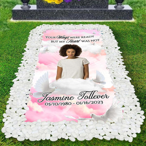 Custom Memorial Grave Blanket :  Your wings were ready but my heart was not