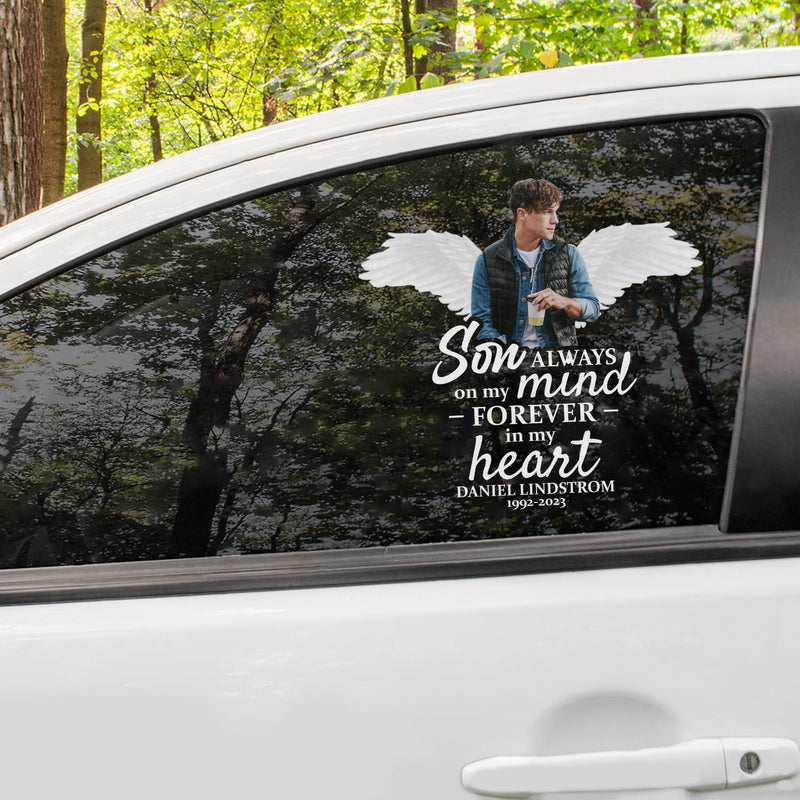 Custom in loving memory sticker, Personal Memory Decal Car : Son, Always on my mind forever in my heart