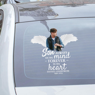 Custom in loving memory sticker, Personal Memory Decal Car : Son, Always on my mind forever in my heart