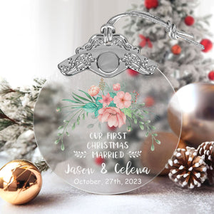 First Christmas Married Glass Ornaments: Elegant Holiday Keepsakes for Newlyweds 2024 - A44