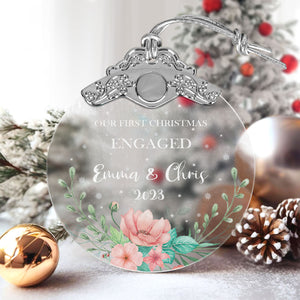 First Christmas Engaged Glass Ornaments: Elegant Holiday Keepsakes for Newlyweds 2024 - A34