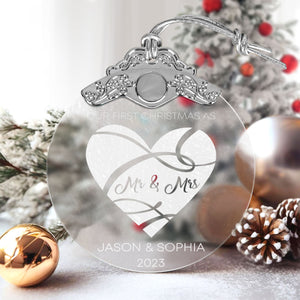 First Christmas Married Glass Ornaments: Elegant Holiday Keepsakes for Newlyweds 2024 - A33