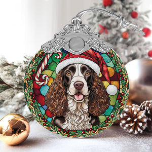 Christmas Dog Stained Glass Ornament | Unique Holiday Gift for Dog Lovers | American Water Spaniel