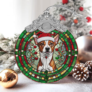 Christmas Dog Stained Glass Ornament | Unique Holiday Gift for Dog Lovers | Basenji