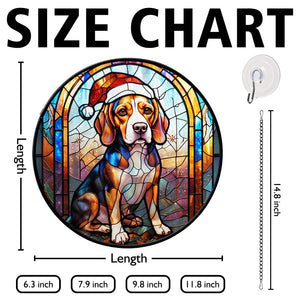 Christmas Dog Stained Glass Suncatcher | Unique Holiday Gift for Dog Lovers | Beagle