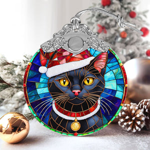 Christmas Cat Stained Glass Ornament | Unique Holiday Gift for Cat Lovers | Bombay