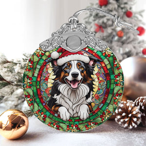 Christmas Dog Stained Glass Ornament | Unique Holiday Gift for Dog Lovers | Border Collie