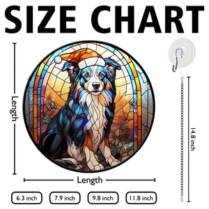 Christmas Dog Stained Glass Suncatcher | Unique Holiday Gift for Dog Lovers | Border Collie