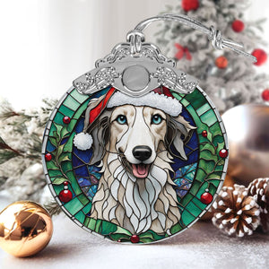 Christmas Dog Stained Glass Ornament | Unique Holiday Gift for Dog Lovers | Borzoi