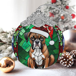 Christmas Dog Stained Glass Ornament | Unique Holiday Gift for Dog Lovers | Boxer