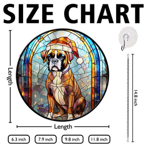 Christmas Dog Stained Glass Suncatcher | Unique Holiday Gift for Dog Lovers | Boxer