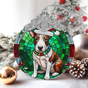 Christmas Dog Stained Glass Ornament | Unique Holiday Gift for Dog Lovers | Bull Terrier