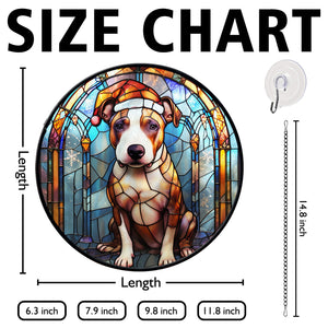 Christmas Dog Stained Glass Suncatcher | Unique Holiday Gift for Dog Lovers | Bull Terrier