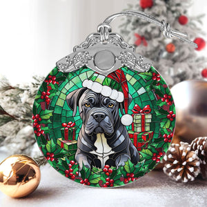 Christmas Dog Stained Glass Ornament | Unique Holiday Gift for Dog Lovers | Cane Corso