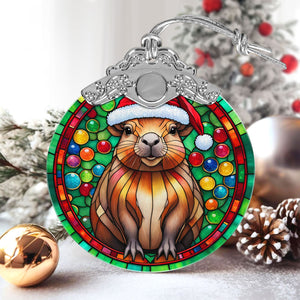 Capybara Stained Glass Christmas Glass Ornament, Elegant Holiday Décor for Your Tree, Glass Ornament christmas 2024