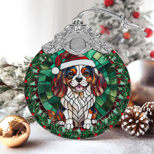 Christmas Dog Stained Glass Ornament | Unique Holiday Gift for Dog Lovers | Cavalier King Charles Spaniel