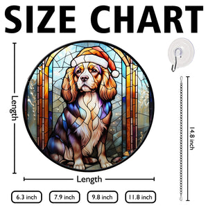 Christmas Dog Stained Glass Suncatcher | Unique Holiday Gift for Dog Lovers | Cavalier King Charles Spaniel