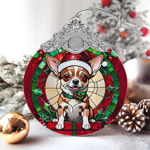 Christmas Dog Stained Glass Ornament | Unique Holiday Gift for Dog Lovers | Chihuahua