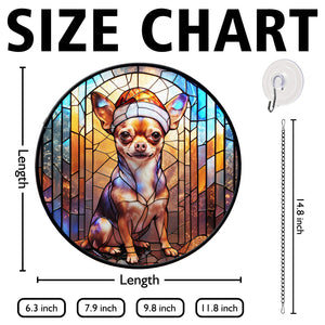 Christmas Dog Stained Glass Suncatcher | Unique Holiday Gift for Dog Lovers | Chihuahua