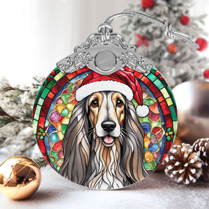 Christmas Dog Stained Glass Ornament | Unique Holiday Gift for Dog Lovers | Afghan Hound