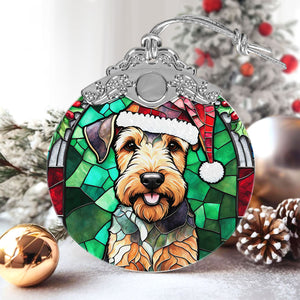 Christmas Dog Stained Glass Ornament | Unique Holiday Gift for Dog Lovers | Airedale Terrier