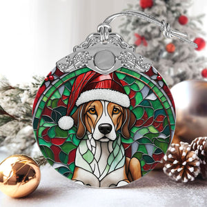 Christmas Dog Stained Glass Ornament | Unique Holiday Gift for Dog Lovers | American Foxhound