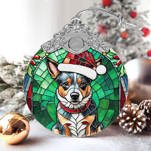 Christmas Dog Stained Glass Ornament | Unique Holiday Gift for Dog Lovers | Australian Cattle Dog