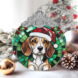 Christmas Dog Stained Glass Ornament | Unique Holiday Gift for Dog Lovers | Beagle