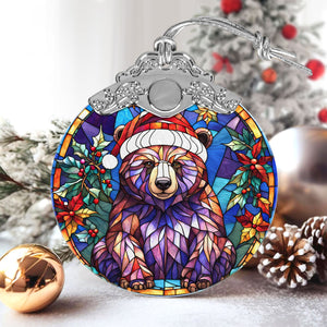 Bear Stained Glass Christmas Glass Ornament, Elegant Holiday Décor for Your Tree, Glass Ornament christmas 2024