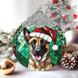 Christmas Dog Stained Glass Ornament | Unique Holiday Gift for Dog Lovers | Belgian Malinois