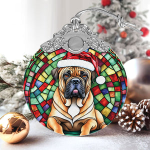 Christmas Dog Stained Glass Ornament | Unique Holiday Gift for Dog Lovers | Bullmastiff