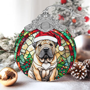 Christmas Dog Stained Glass Ornament | Unique Holiday Gift for Dog Lovers | Chinese Shar-Pei