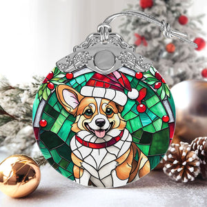 Christmas Dog Stained Glass Ornament | Unique Holiday Gift for Dog Lovers | Corgi