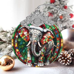 Elephant Stained Glass Christmas Glass Ornament, Elegant Holiday Décor for Your Tree, Glass Ornament christmas 2024