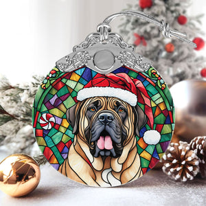 Christmas Dog Stained Glass Ornament | Unique Holiday Gift for Dog Lovers | English Mastiff