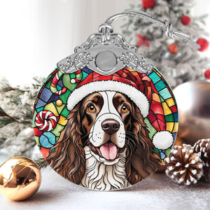 Christmas Dog Stained Glass Ornament | Unique Holiday Gift for Dog Lovers | English Springer Spaniel