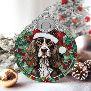 Christmas Dog Stained Glass Ornament | Unique Holiday Gift for Dog Lovers |  Field Spaniel