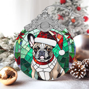 Christmas Dog Stained Glass Ornament | Unique Holiday Gift for Dog Lovers | French Bulldog