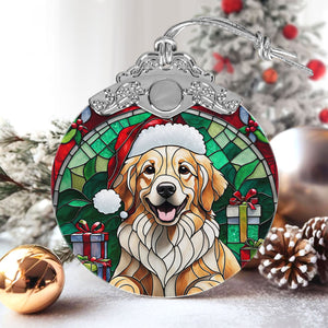 Christmas Dog Stained Glass Ornament | Unique Holiday Gift for Dog Lovers | Golden Retriever