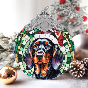 Christmas Dog Stained Glass Ornament | Unique Holiday Gift for Dog Lovers | Gordon Setter A02