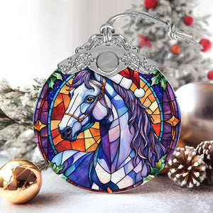 Horse Stained Glass Christmas Glass Ornament, Elegant Holiday Décor for Your Tree, Glass Ornament christmas 2024