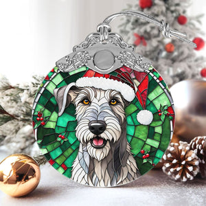 Christmas Dog Stained Glass Ornament | Unique Holiday Gift for Dog Lovers | Irish Wolfhound