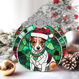 Christmas Dog Stained Glass Ornament | Unique Holiday Gift for Dog Lovers | Jack Russell Terrier