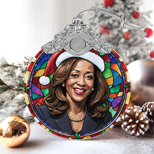 Kamala Harris Stained Glass Christmas Glass Ornament, Elegant Holiday Décor for Your Tree, Glass Ornament christmas 2024