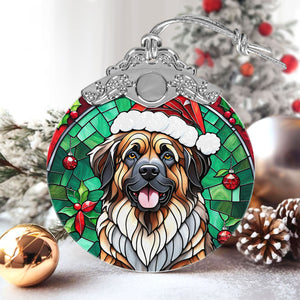 Christmas Dog Stained Glass Ornament | Unique Holiday Gift for Dog Lovers | Leonberger