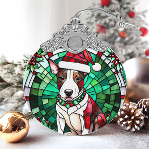 Christmas Dog Stained Glass Ornament | Unique Holiday Gift for Dog Lovers | Miniature Bull Terrier