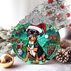 Christmas Dog Stained Glass Ornament | Unique Holiday Gift for Dog Lovers | Miniature Pinscher