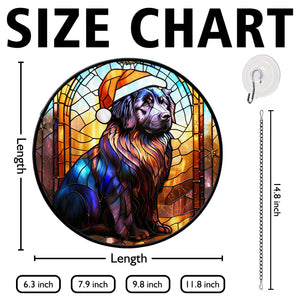 Christmas Dog Stained Glass Suncatcher | Unique Holiday Gift for Dog Lovers | Newfoundland