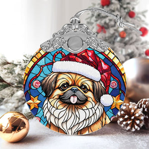 Christmas Dog Stained Glass Ornament | Unique Holiday Gift for Dog Lovers | Pekingese