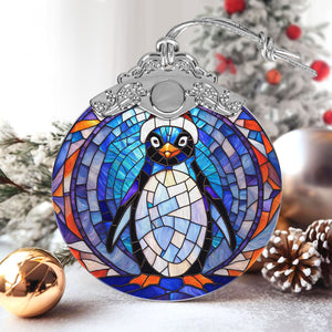 Penguin Stained Glass Christmas Glass Ornament, Elegant Holiday Décor for Your Tree, Glass Ornament christmas 2024